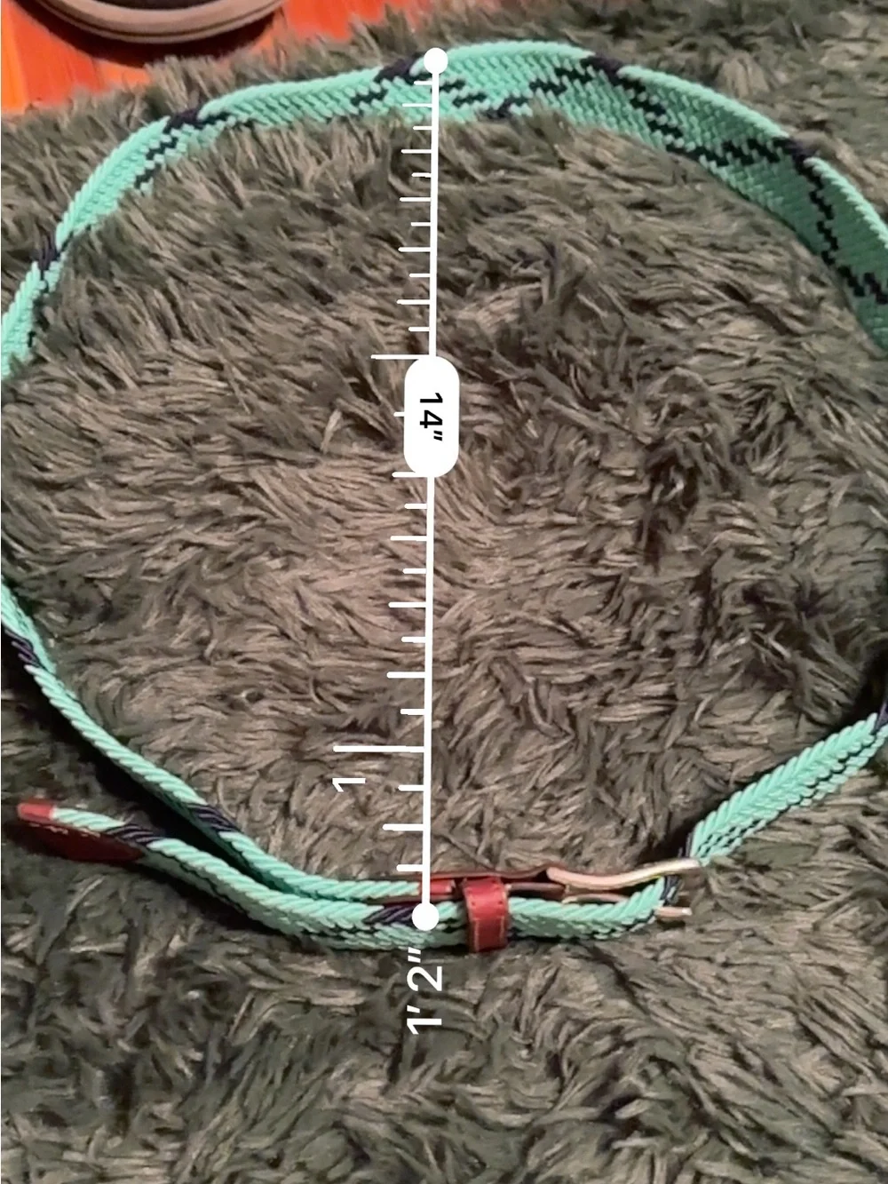 3/$25 ✨ Southern Tide Stretch Woven Belt Aqua Navy Leather Trim Size 1995